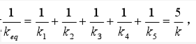 5根弹簧系数均为k的弹簧，串联与并联时的等效弹簧刚度系数分别为：（）。