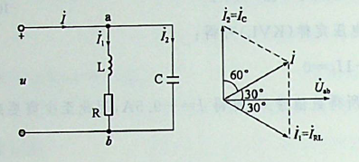 图示正弦交流电路中，若各电流有效值均相等，即，且电路吸收的有功功率P=866W，则电路吸收的无功功率Q等于（）。