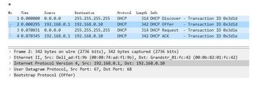 DHCP服务器第一次收到客户端的地址请求报文后，会回复（ ）消息，该报文中的目的主机地址为（请作答此空）。