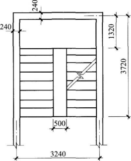 现浇整体式钢筋混凝土楼梯面平面如图，则一层楼梯混凝土工程量为（ ）m2。