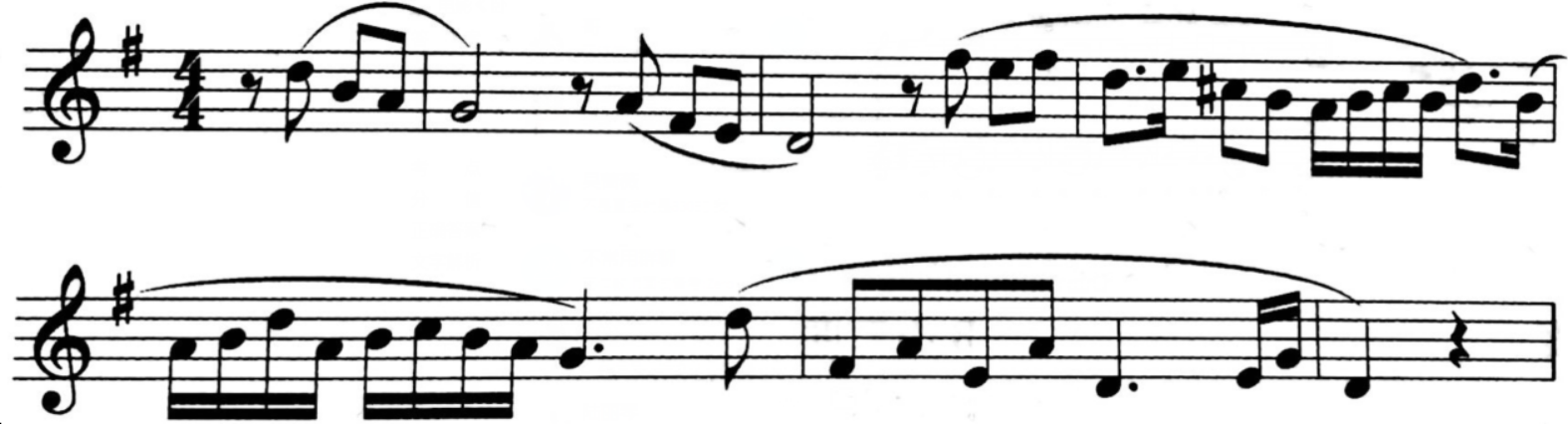 谱例中的旋律是由双簧管独奏的引子部分，出自于哪部作品 （ ）