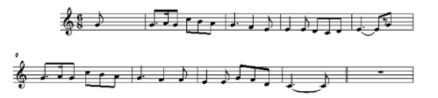 下面谱例所采取的歌曲创作手法为（ ）。