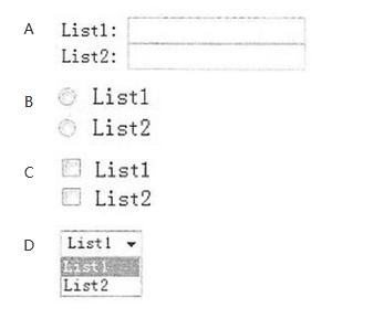 某html文档中有如下代码，则在浏览器中打开该文档时显示为( )。＜form＞    List1:    ＜inputtype="text"name="List1"/＞    ＜br/＞    LiS