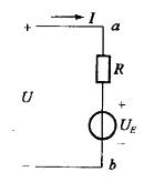 如图所示电路，U=12V，UE=10V，R=0.4kΩ，则电流I等于：A. 0. 055A