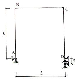 图示刚架，EI为常数，忽略轴向变形。当D支座发生支座沉降时，B点转角为（　　）。