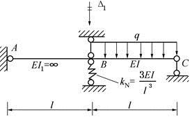 如图所示的位移法基本体系中（图中结点B处的竖向刚性支杆为基本体系中的附加支杆），基本结构的刚度系数k11之值为（　　）。