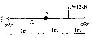 无阻尼等截面梁承受一静力荷载P，设在t=0时把这个荷载突然撤除，质点m的位移为：