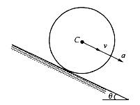 如图所示，圆轮的惯性力系向轮心C点简化时，其主矢F1和主矩MIC的数值分别为：