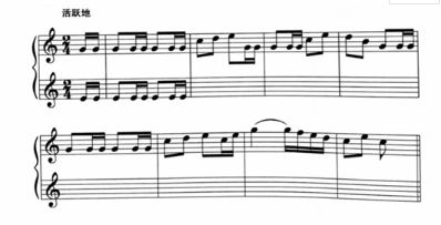 为下面的谱例编配二声部重奏。要求：（1）为所给的旋律配和声，将和弦标记写在旋律下方。（5分）（2）根据自己所写的和弦以及第一小节的示范，创作低声部剩余的部分。（5分）