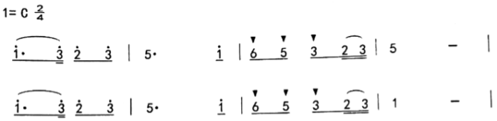 下面谱例中的旋律发展手法是（  ）。