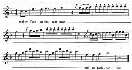 下面谱例是歌剧《魔笛》中夜后演唱的咏叹调片段，它由哪种女高音演唱？（  ）