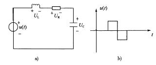 如图a)所示电路的激励电压如图b)所示，那么，从时刻开始，电路出现暂态过程的次数和在换路时刻发生突变的量分别是：