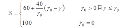 在《数字测绘成果质量检查与验收》中，关于属性精度的错误率的质量元素得分值的公式如下，其中γ0表示是（　　）。