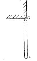 均质杆OA长L，可在铅直平面内绕水平固定轴O转动。开始杆处在如图所示的稳定平衡位置。今欲使此杆转过1/4转而转到水平位置，应给予杆的另一端A点的速度vA的大小为：
