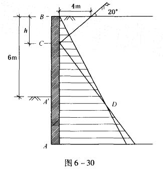 某砂土坡体的边坡，其剖面图如图6-30所示。已知无地下水，地表无荷载，内聚力c=0,内摩擦角φ=30。，重度y=18kN/m3，地面坡角β=20。。根据《建筑边坡工程技术规范》（GB 50330-20