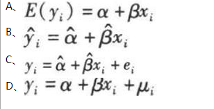 一元线性回归模型的总体回归直线可表示为（ ）。