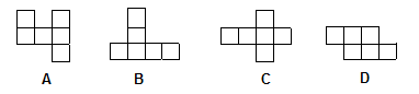 下面的图形都是由6个大小一样的正方形拼接而成的，这些图形中可折成正方体的是 （ ）