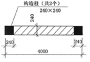 某多层砌体结构承重墙段A，如图所示，两端均设构造柱，墙厚240mm，长度 4000mm，采用烧结普通砖砌筑。  提示：ft=1.1N/mm2，fy=210N/mm2，γRE=0.85，取FVE=0.2