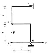 两直角刚杆AC、CB支承如图所示，在铰C处受力F作用，则A、B两处约束力的作用线与x轴正向所成的夹角分别为：